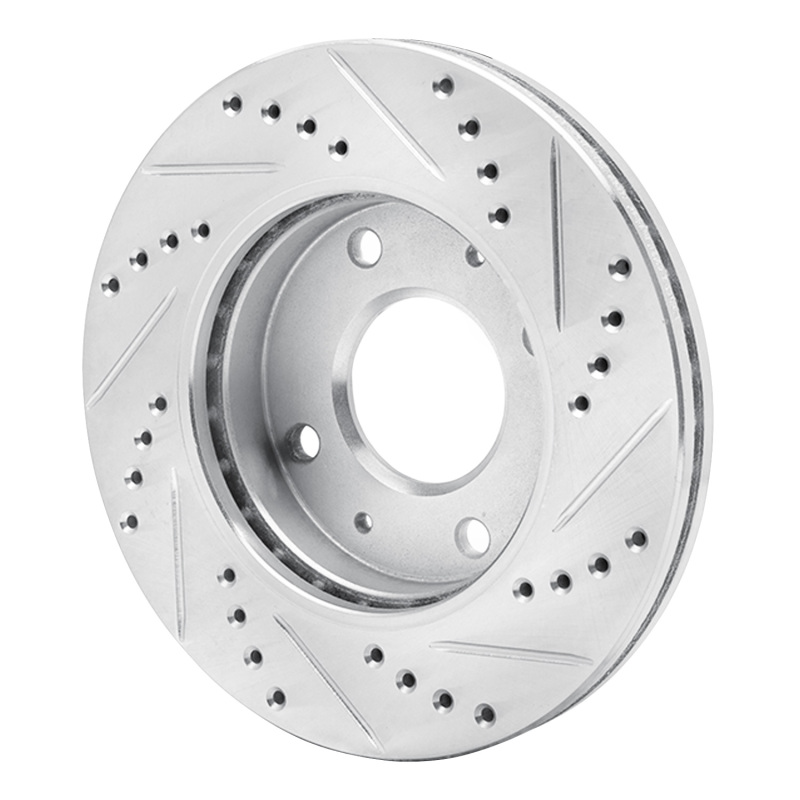 Hyundai Sonata Brake Rotor (1) - Front Left - R1 Concepts - Drilled & Slotted - Silver - `01-`03